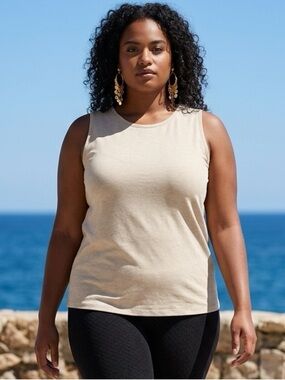 NWT Modern Soul Plus Size Tan Soothing Knit Scoop Neck Tank Top - Size 5XL